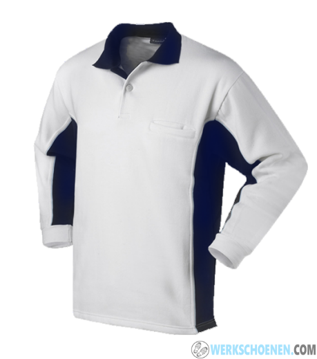 Afbeelding van Comfortabele Sportieve Wit/Navy Polosweater Workman