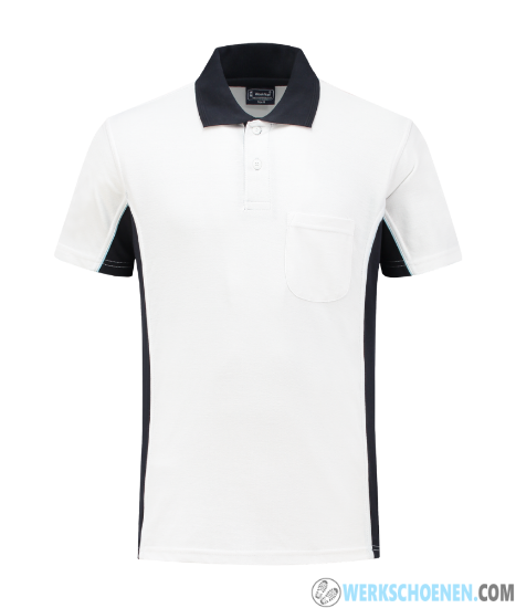 Afbeelding van Korte Mouwen Poloshirt Wit/Navy Workman