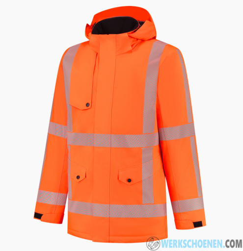 Afbeelding van Waterdichte Tricorp RWS Parka Revisible met scheurbestendige striping - Kleur Fluor Oranje